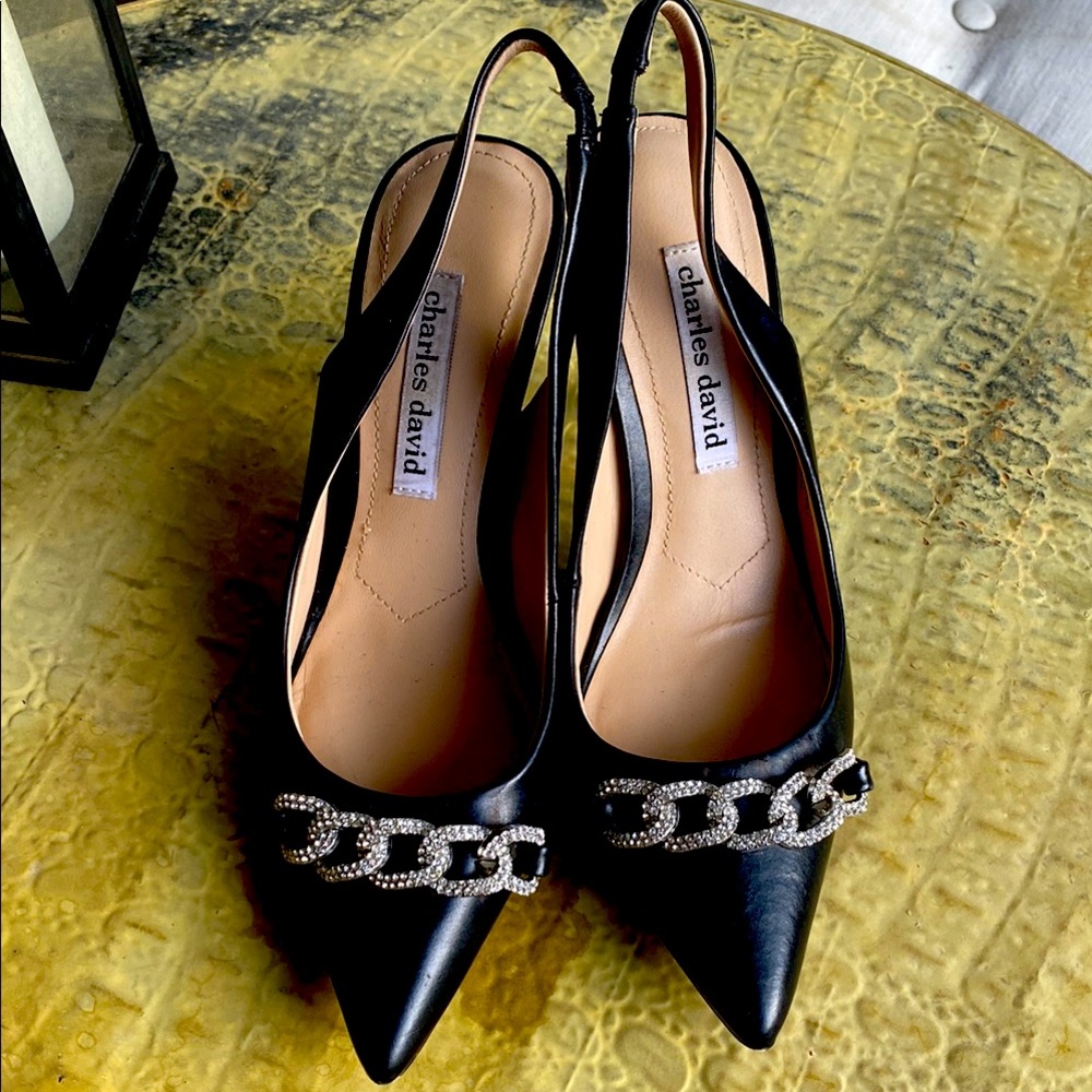 Charles David Black Slingback Heels size 8